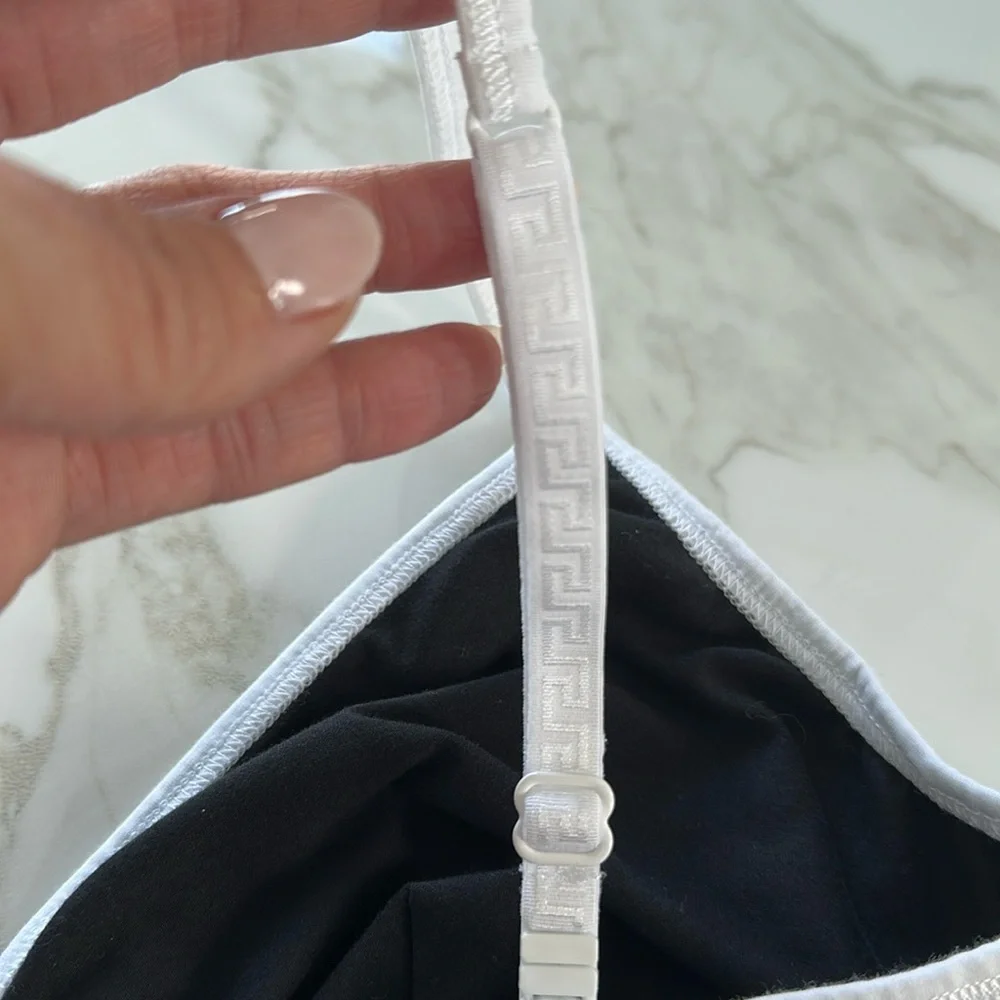 NWT VERSACE Black and White Triangle Bralette Bra Size XL Triangle Bra Cotton - Picture 7 of 12